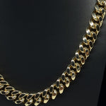 10.5MM CUBAN LINK TWO-TONE DIAMOND CUT YELLOW GOLD CHAIN