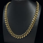 10.5MM CUBAN LINK TWO-TONE DIAMOND CUT YELLOW GOLD CHAIN