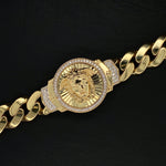 YELLOW GOLD CUBIC ZIRCONIA CUBAN BRACELET