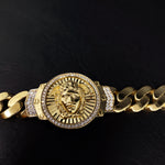 YELLOW GOLD CUBIC ZIRCONIA CUBAN BRACELET