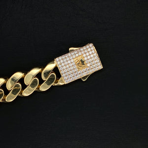 YELLOW GOLD CUBIC ZIRCONIA CUBAN BRACELET