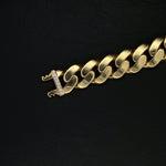 YELLOW GOLD CUBIC ZIRCONIA CUBAN BRACELET