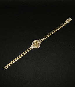 YELLOW GOLD CUBIC ZIRCONIA CUBAN BRACELET