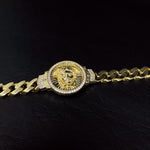 YELLOW GOLD CUBIC ZIRCONIA CUBAN BRACELET