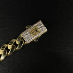 YELLOW GOLD CUBIC ZIRCONIA CUBAN BRACELET