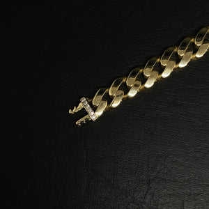 YELLOW GOLD CUBIC ZIRCONIA CUBAN BRACELET