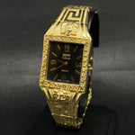 YELLOW GOLD VERSACE BLACK FACE WATCH