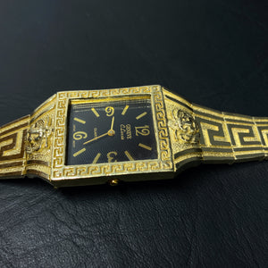 YELLOW GOLD VERSACE BLACK FACE WATCH