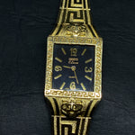 YELLOW GOLD VERSACE BLACK FACE WATCH