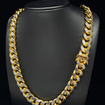 13MM CUBAN LINK TWO-TONE DIAMOND CUT YELLOW GOLD CHAIN