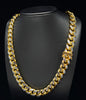 13MM CUBAN LINK TWO-TONE DIAMOND CUT YELLOW GOLD CHAIN