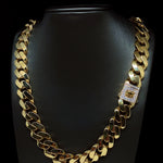 15.5MM CUBAN LINK CUBIC ZIRCONIA LOCK YELLOW GOLD CHAIN