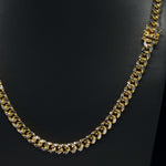 7MM CUBAN LINK TWO-TONE DIAMOND CUT YELLOW GOLD CHAIN