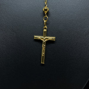 ROSARY CROSS YELLOW GOLD NECKLACE