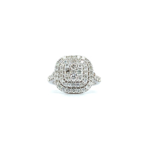 18K WHITE GOLD LAYERED DIAMOND ENGAGEMENT RING