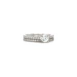 14K WHITE GOLD SOLITAIRE STACKED DIAMOND ENGAGEMENT RING