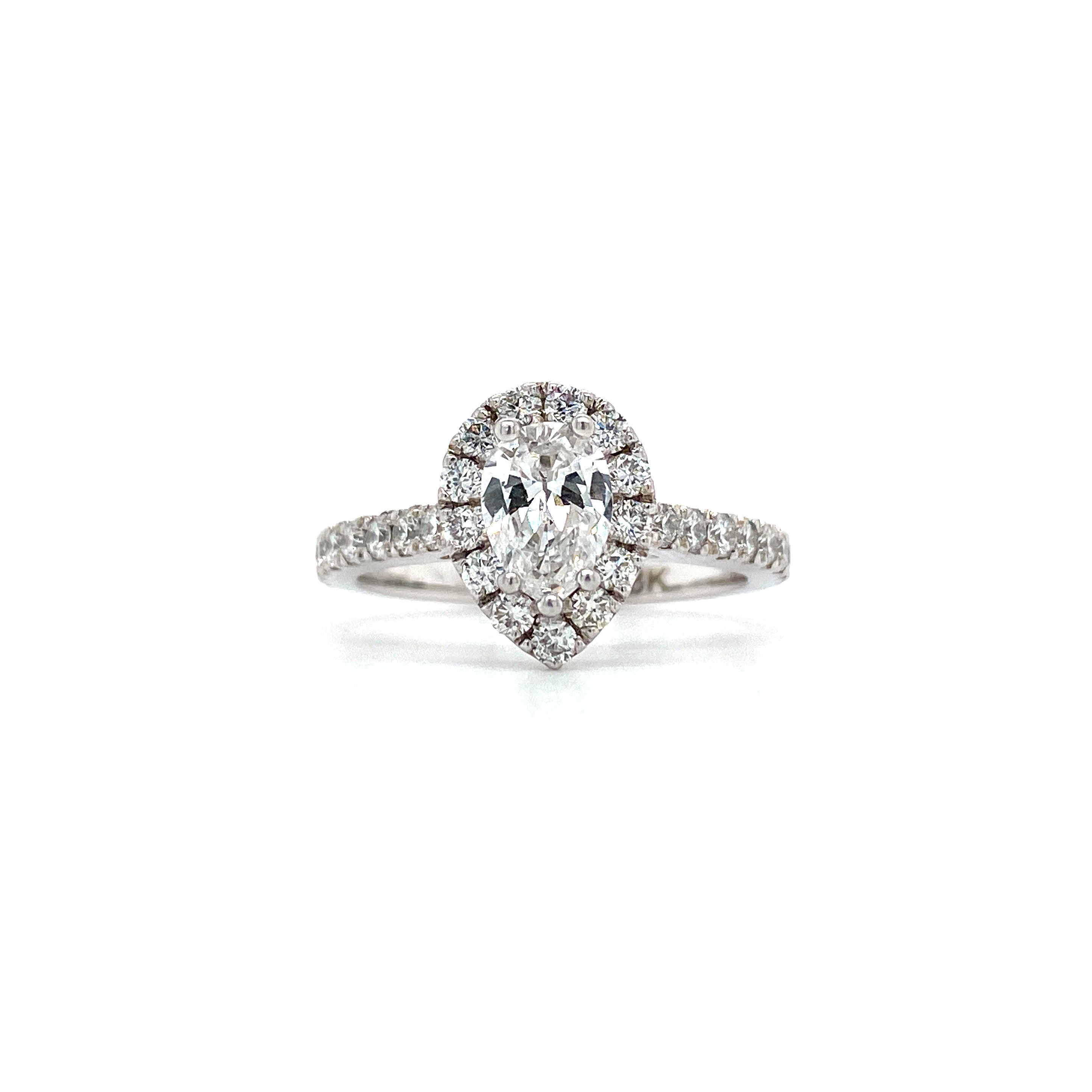 18K WHITE GOLD PEAR DIAMOND ENGAGEMENT RING