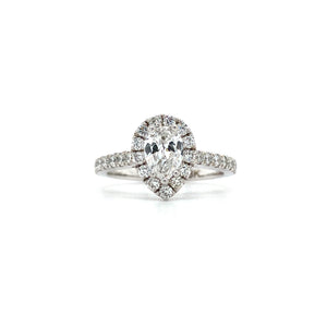 18K WHITE GOLD PEAR DIAMOND ENGAGEMENT RING