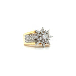 10K YELLOW GOLD FLOWER DIAMOND ENGAGEMENT RING