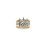 10K YELLOW GOLD FLOWER DIAMOND ENGAGEMENT RING