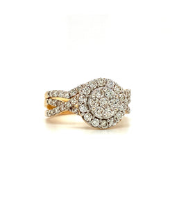 10K YELLOW GOLD STACKED DIAMOND ENGAGEMENT RING