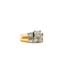 14K YELLOW GOLD STACKED DIAMOND ENGAGEMENT RING