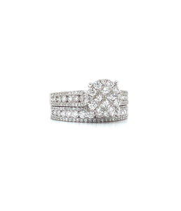 18K WHITE GOLD STACKED DIAMOND ENGAGEMENT RING