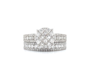 18K WHITE GOLD STACKED DIAMOND ENGAGEMENT RING