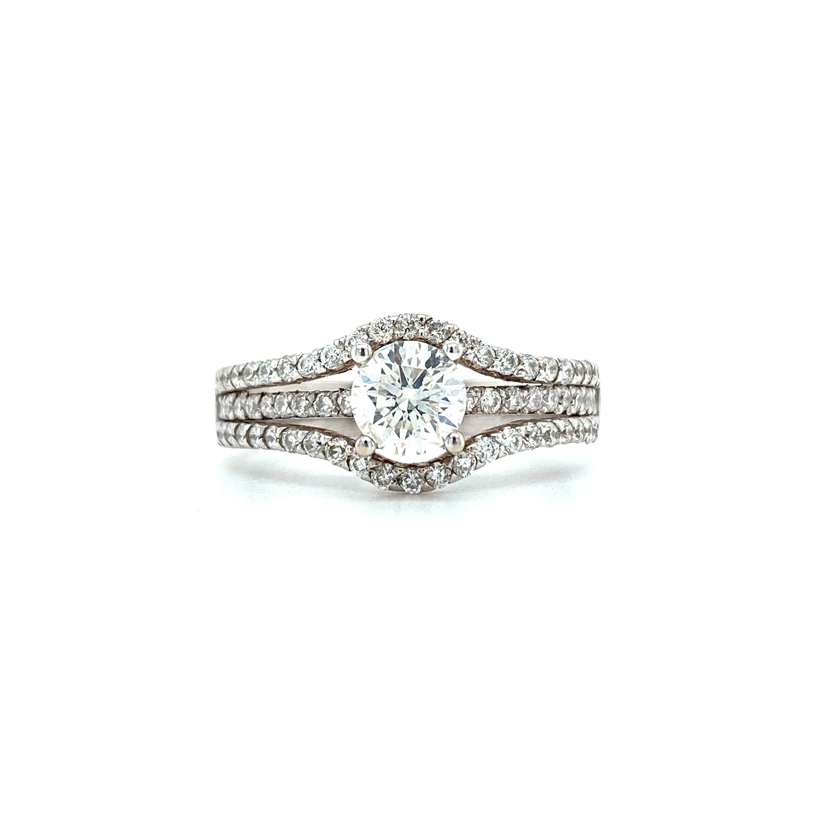 14K WHITE GOLD SOLITAIRE DIAMOND ENGAGEMENT RING